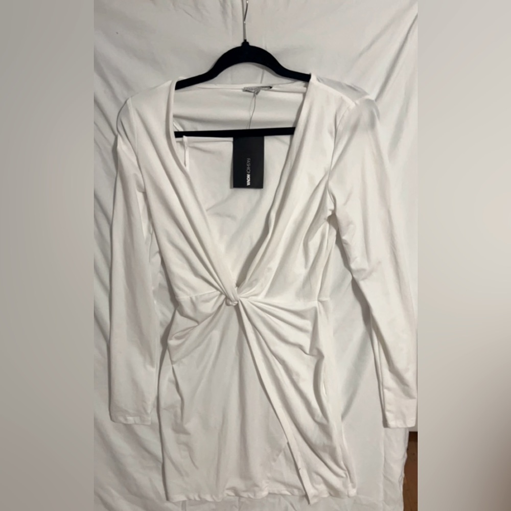Fashion nova dress, white, stretch, size small